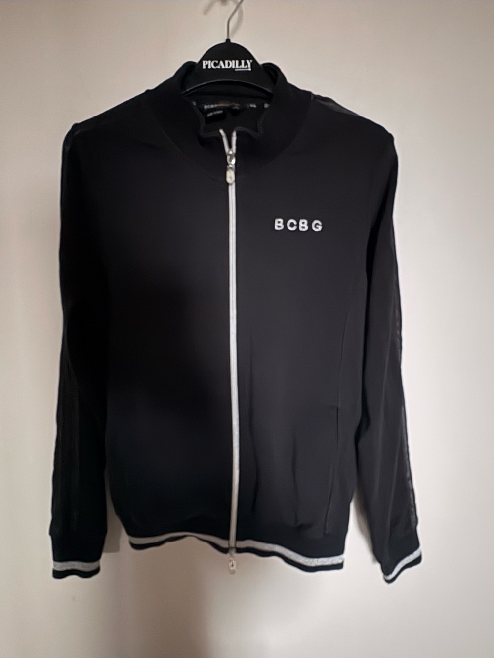 BCBG Black Full-Zip Logo Track Jacket